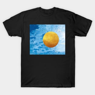 Blue concrete texture with golden moon T-Shirt